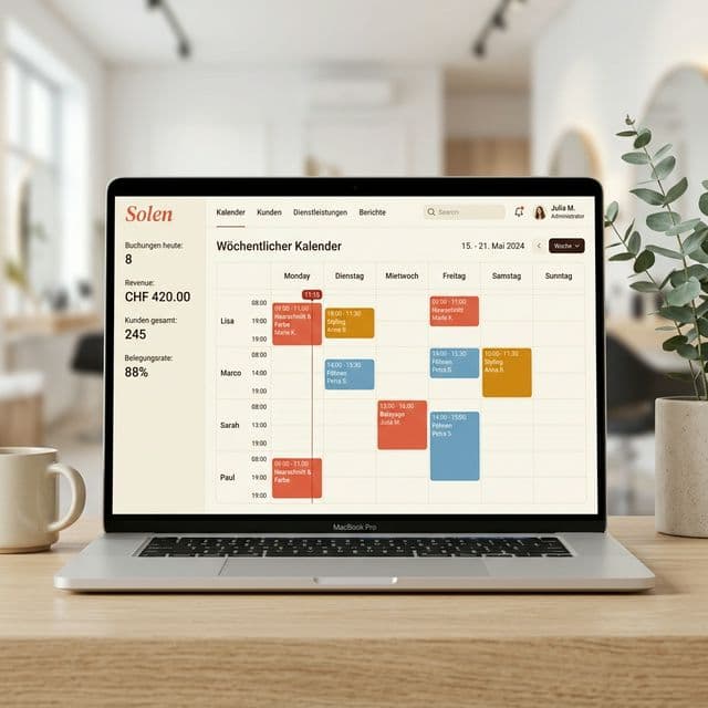 Solen Dashboard — Buchungskalender und Salonverwaltung